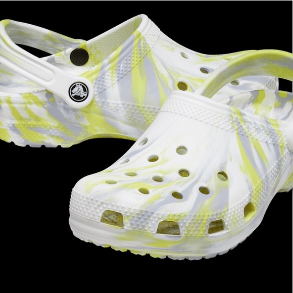 🆕🐊Crocs Classic Marbled Clogs, Size W 7, Citrus, Gray, & White - Picture 6 of 7